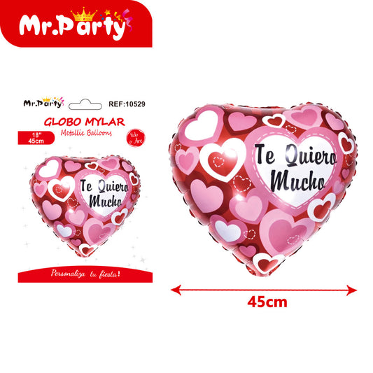 Globo de aluminio con forma de corazón en español (12paquetes)