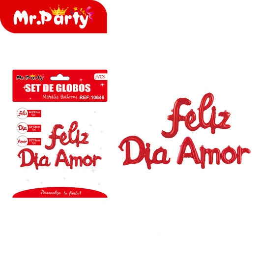 Globos Metálicos Frases Estilo Romántico Cursiva Kit San Valentín Aniversarios