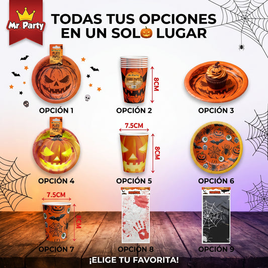 Artículos Desechables y Manteles de Halloween para Fiestas 🎃