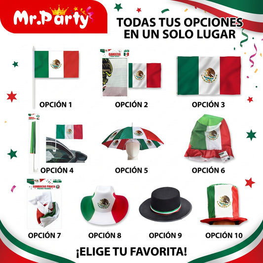 Accesorios y Banderas de México Diferentes Modelos Fiestas Patrias 🇲🇽