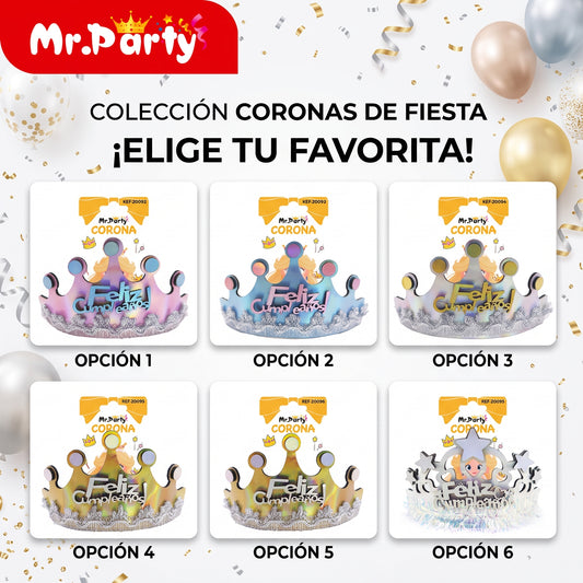 Corona de Feliz Cumpleaños Metálica Accesorio para Fiesta 👑