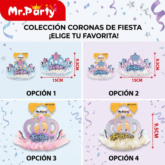 Corona Feliz Cumpleaños Con Estrellas Y Tul Accesorio De Fiesta 👑