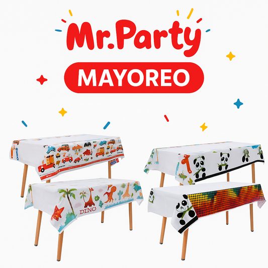 Manteles de Fiesta Infantiles Mr. Party 108x180 cm mayoreo 12 pzas – Varios Diseños