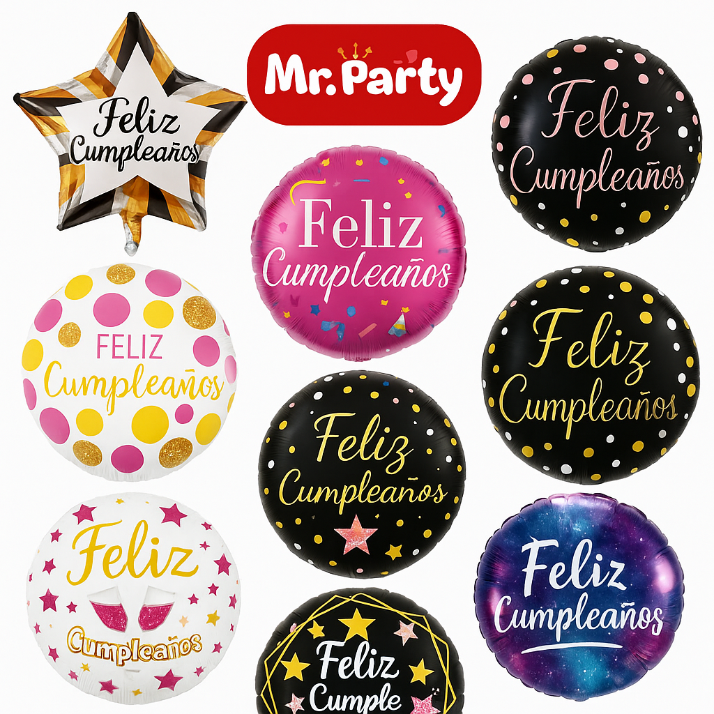 🎉 Globo Mylar “Feliz Cumpleaños” 45 cm – Diseños Súper Festivos