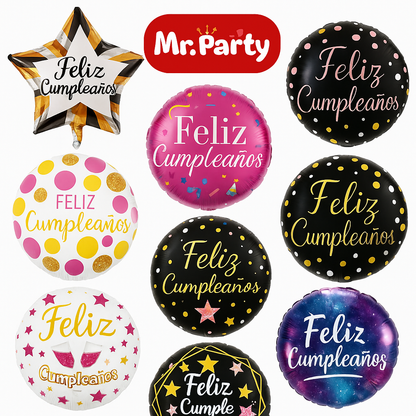 🎉 Globo Mylar “Feliz Cumpleaños” 45 cm – Diseños Súper Festivos