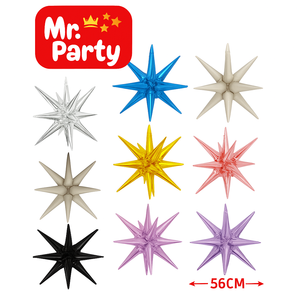 Globo Estrella 3D Mylar 56 cm – ¡Brilla Toda la Fiesta!