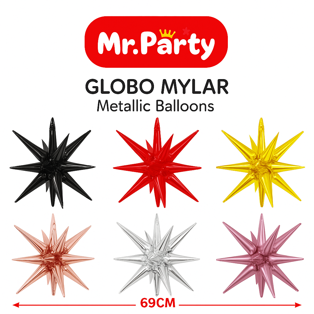 Globo Estrella 3D Mylar 69cm – ¡Brilla Toda la Fiesta!