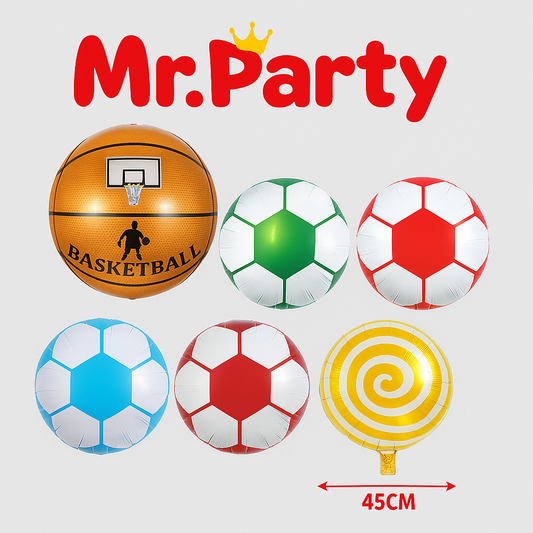 Globo Mylar Balón & Paleta 45 cm – Deportes y Dulces para tu Fiesta