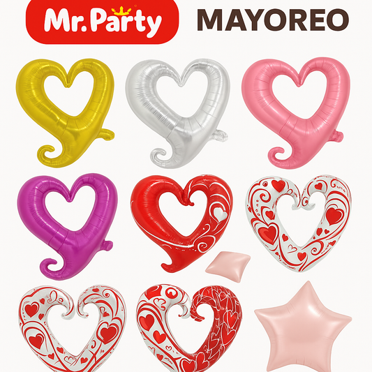 Globo Mylar Corazón & Estrella Gigante – Mayoreo 12 pzas - Amor, San Valentín y Aniversarios