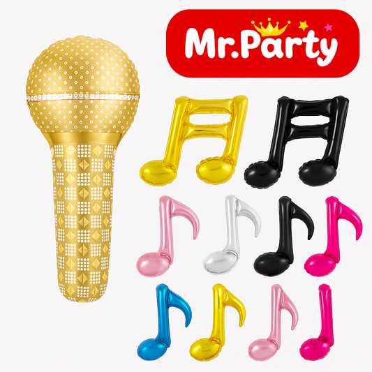 🎵 Globo Mylar Musical & Karaoke 45cm – Notas y Micrófono para Fiestas