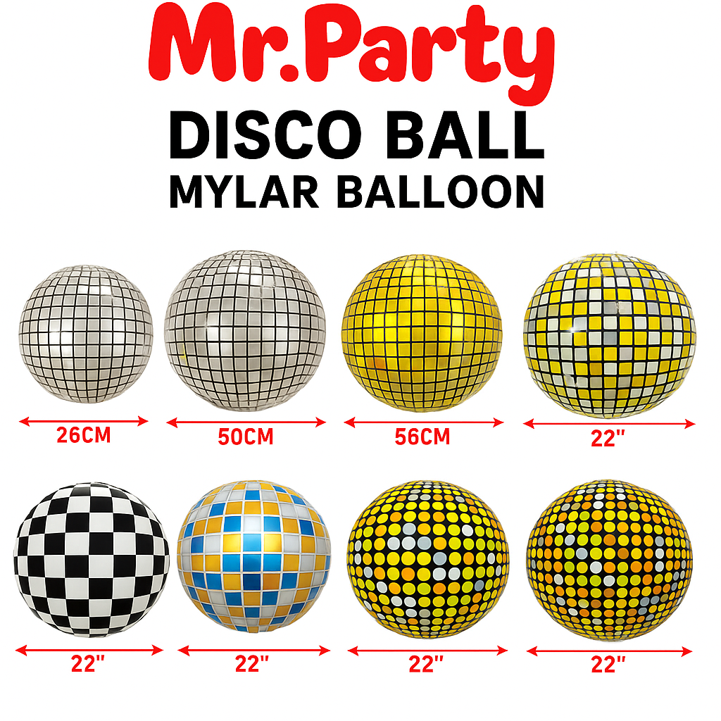 🎉 Globo Mylar Bola Disco & Esfera Retro 3D – Brilla tu Fiesta al Máximo ✨