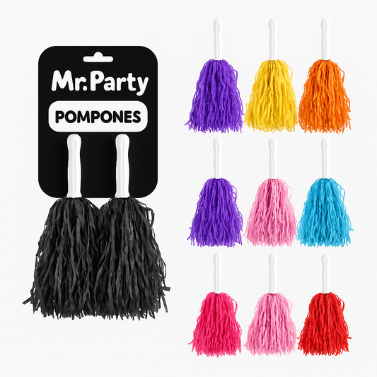 🎉 Pompones de Animación Mr. Party 🎊 | Colores Súper Vivos para Porristas y Fiestas 🥳