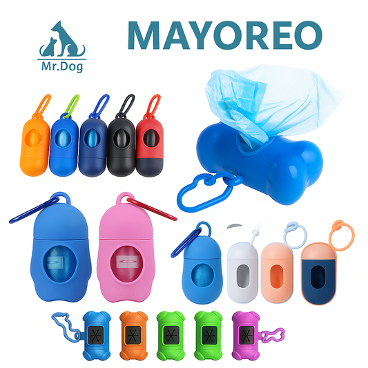 Dispensador de Bolsas para Popó Mr. Dog – Porta Bolsas de Paseo 🐾- Mayoreo 12 pzas