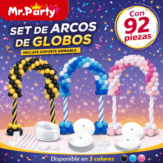 Kit Arco de Globos 180cm con Estructura 🎈✨ Set Decorativo Completo (92 pzas) -Mr. Party