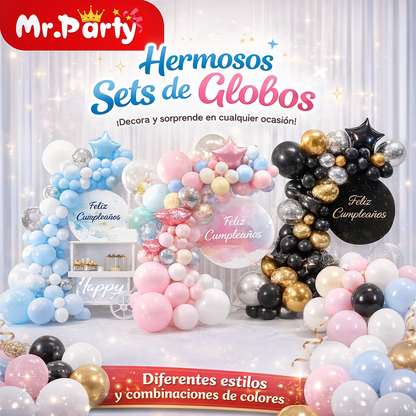 Kit Guirnalda de Globos Premium con Mylar 🎈✨ Decoración para Backdrop y Mesa Principal