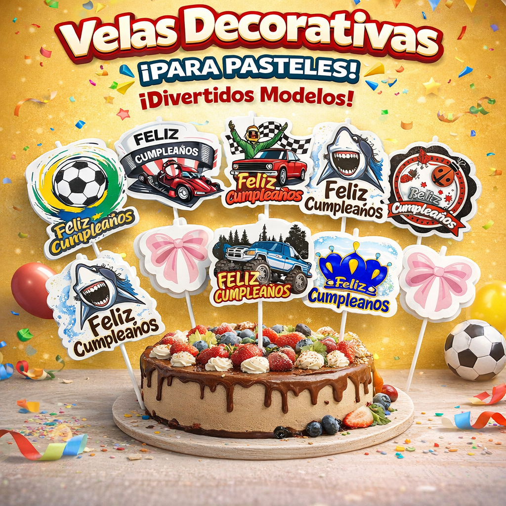 Vela Decorativa Tipo Topper para Pastel 🎂✨ | Diseños Bonitos para Cumpleaños, Fiesta y Temáticas