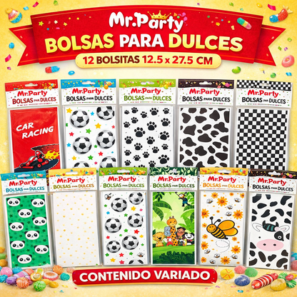 Bolsas para Dulces 12 Pzas 12.5x27.5 cm | Bolsitas de Celofán para Recuerdos y Fiesta 🎁🍬