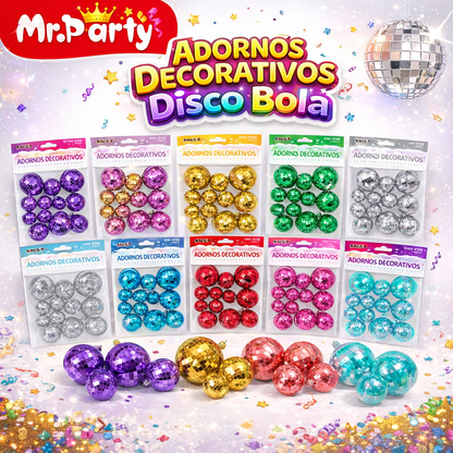 ✨ Adorno Decorativo Tipo Disco (12 pzas) | Esferas Brillantes para Fiesta y Decoración