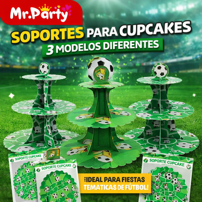 Soporte para Cupcakes 3 Niveles Tema Fútbol ⚽️ | Exhibidor para Mesa de Dulces