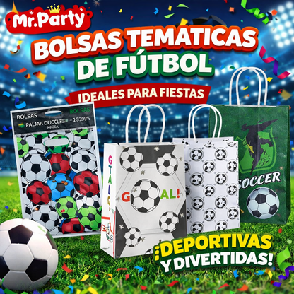 Bolsas para Dulces y Regalo Tema Fútbol ⚽🏟️ | Dulceras + Bolsas de Papel | Fiesta Futbolera