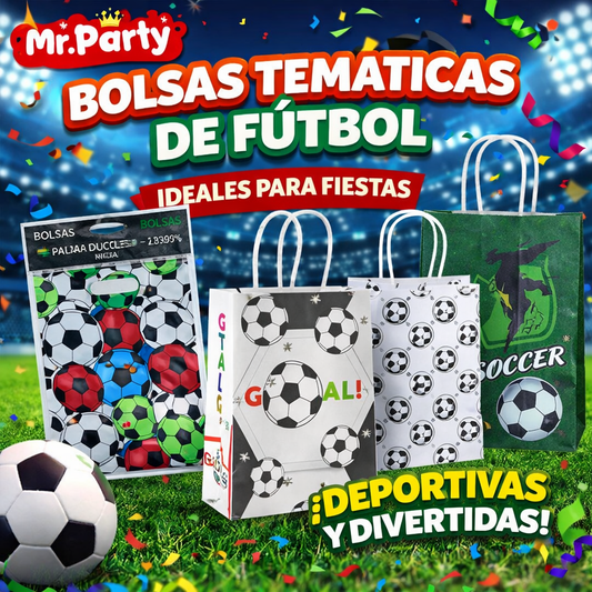 Bolsas para Dulces y Regalo Tema Fútbol ⚽🏟️ | Dulceras + Bolsas de Papel | Fiesta Futbolera