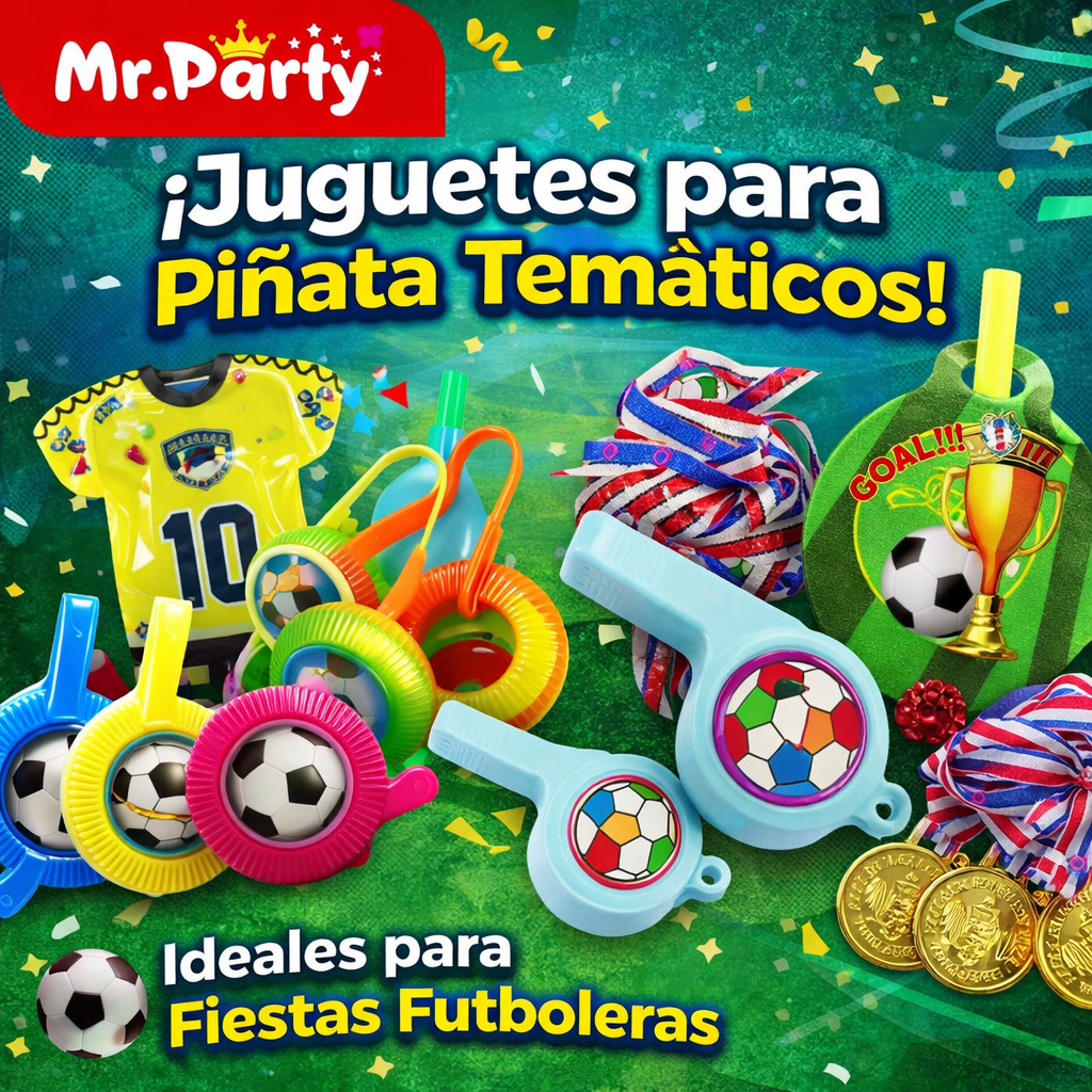 🏆⚽ Kit Futbolero para Piñata y Bolsitas | Medallas + Sopladores + Mini Juegos