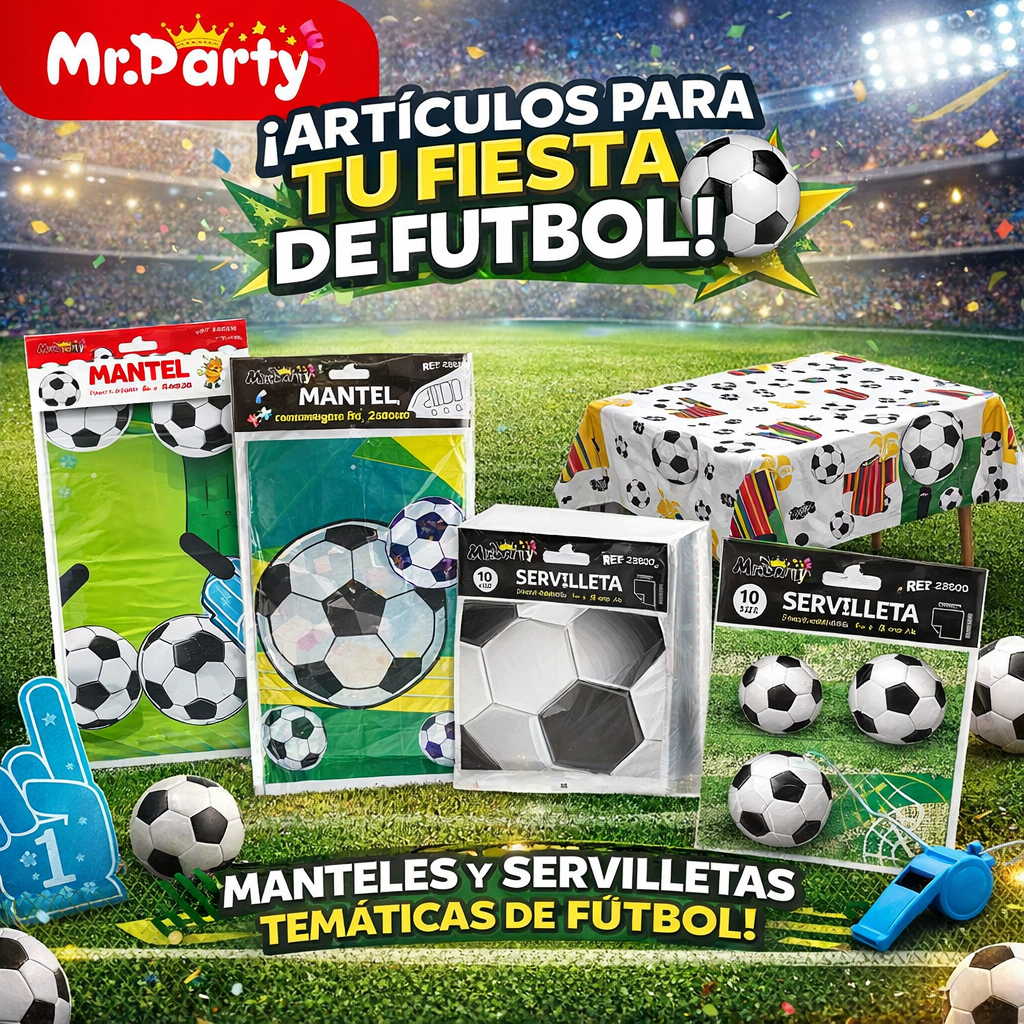 Decoración Fiesta Fútbol ⚽ Manteles y Servilletas | Mesa temática GOAL! 🏆🎉