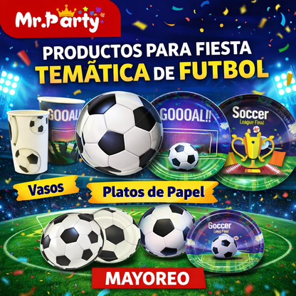 Platos y Vasos Fiesta de Fútbol ⚽️ GOOOAL!! | Decoración para Cumple & Partidos 🎉- 12 pzas Mayoreo