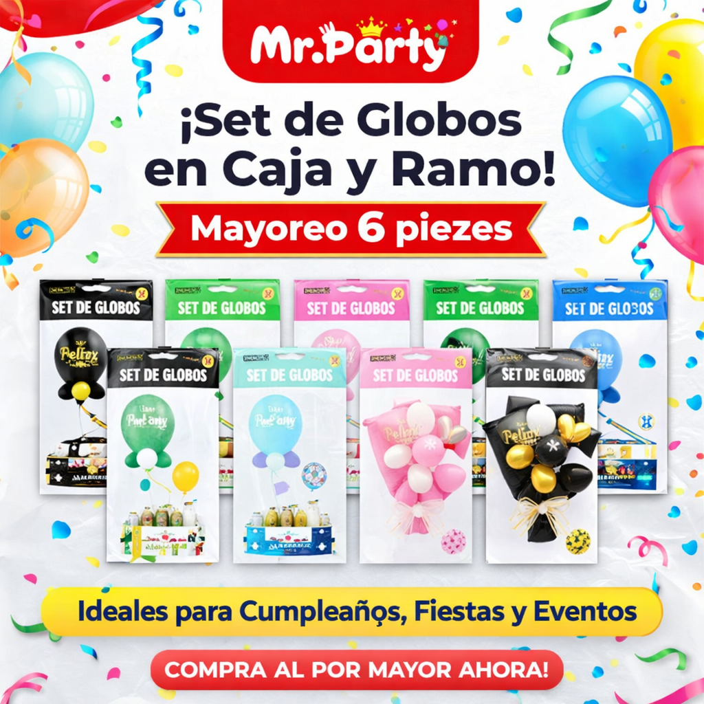 🎈✨ Set de Globos “Feliz Cumpleaños” para Centro de Mesa | Arreglo Listo para Fiesta (Varios Diseños)- Mayoreo 6 pzas