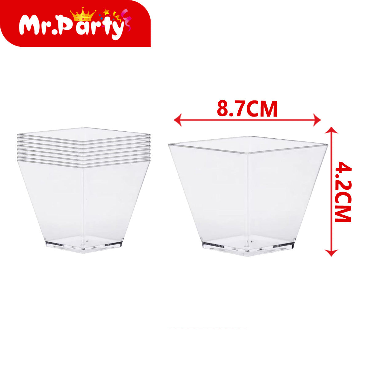 🥂✨ Copas y Vasitos Plásticos Transparentes para Postres, Dulces y Bebidas Cada paquete tiene 8pzas