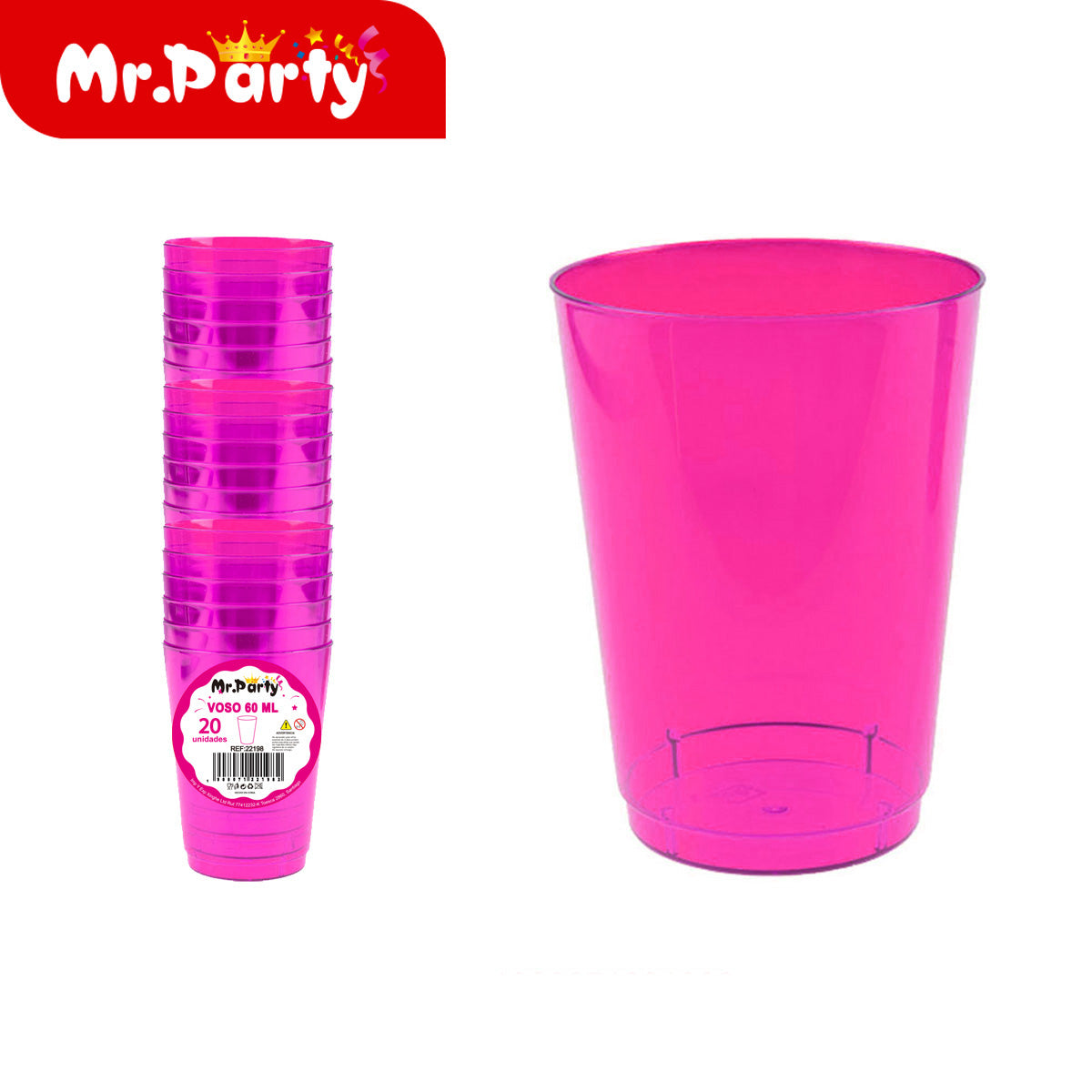 Vasos de Plástico Mr. Party 🥳🥤 | Vasos Desechables en Colores para Fiesta (60ml / 30ml)