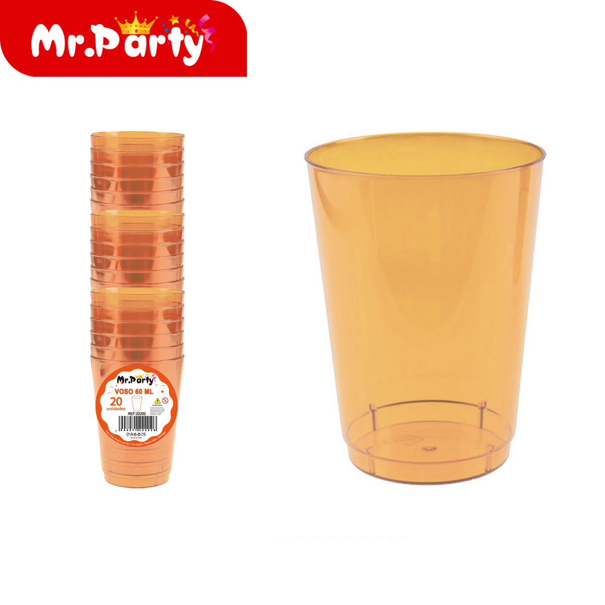 Vasos de Plástico Mr. Party 🥳🥤 | Vasos Desechables en Colores para Fiesta (60ml / 30ml) - Mayoreo 12 paquetes