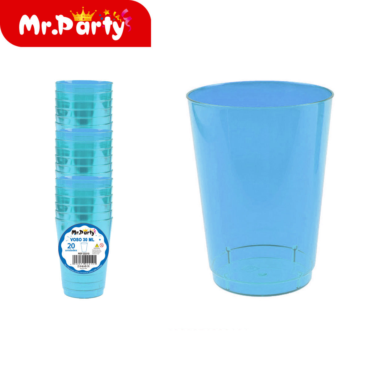 Vasos de Plástico Mr. Party 🥳🥤 | Vasos Desechables en Colores para Fiesta (60ml / 30ml) - Mayoreo 12 paquetes