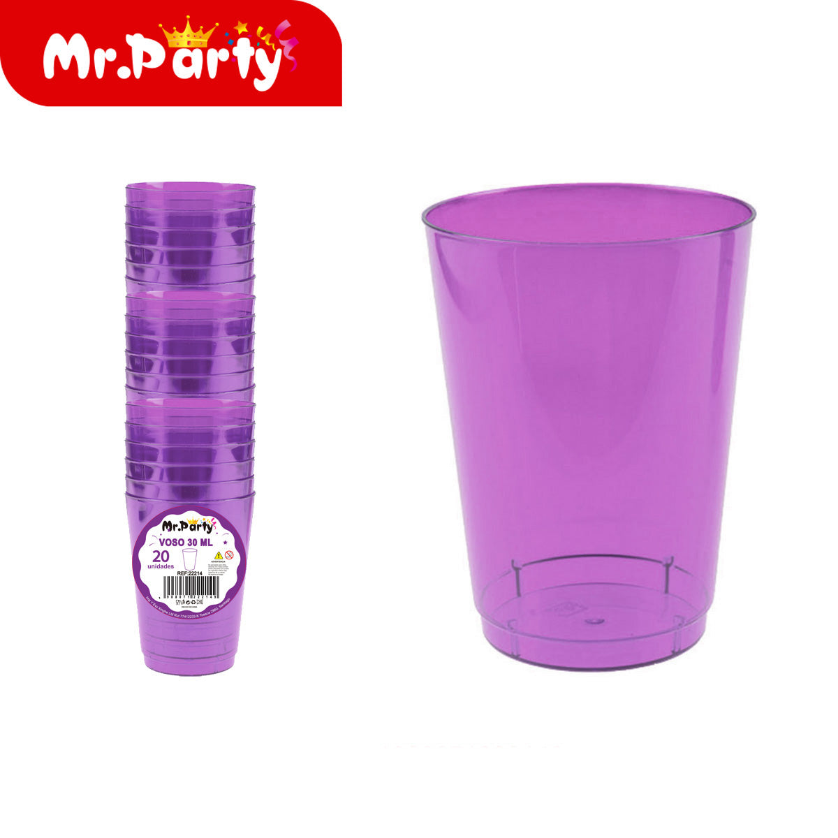 Vasos de Plástico Mr. Party 🥳🥤 | Vasos Desechables en Colores para Fiesta (60ml / 30ml)