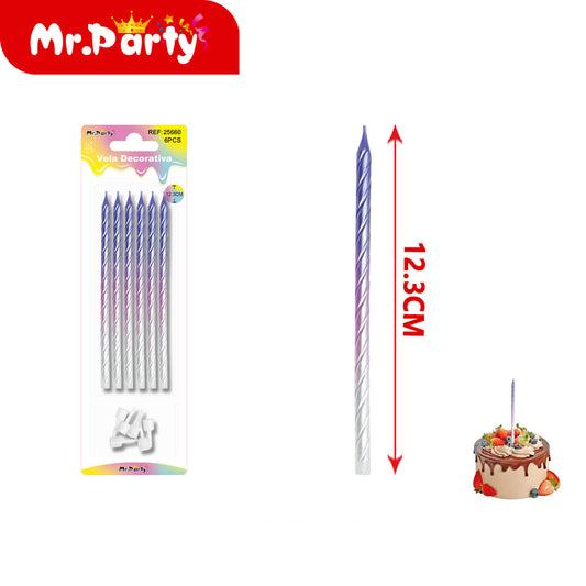 🎂 Velas Decorativas para Pastel 6 Piezas