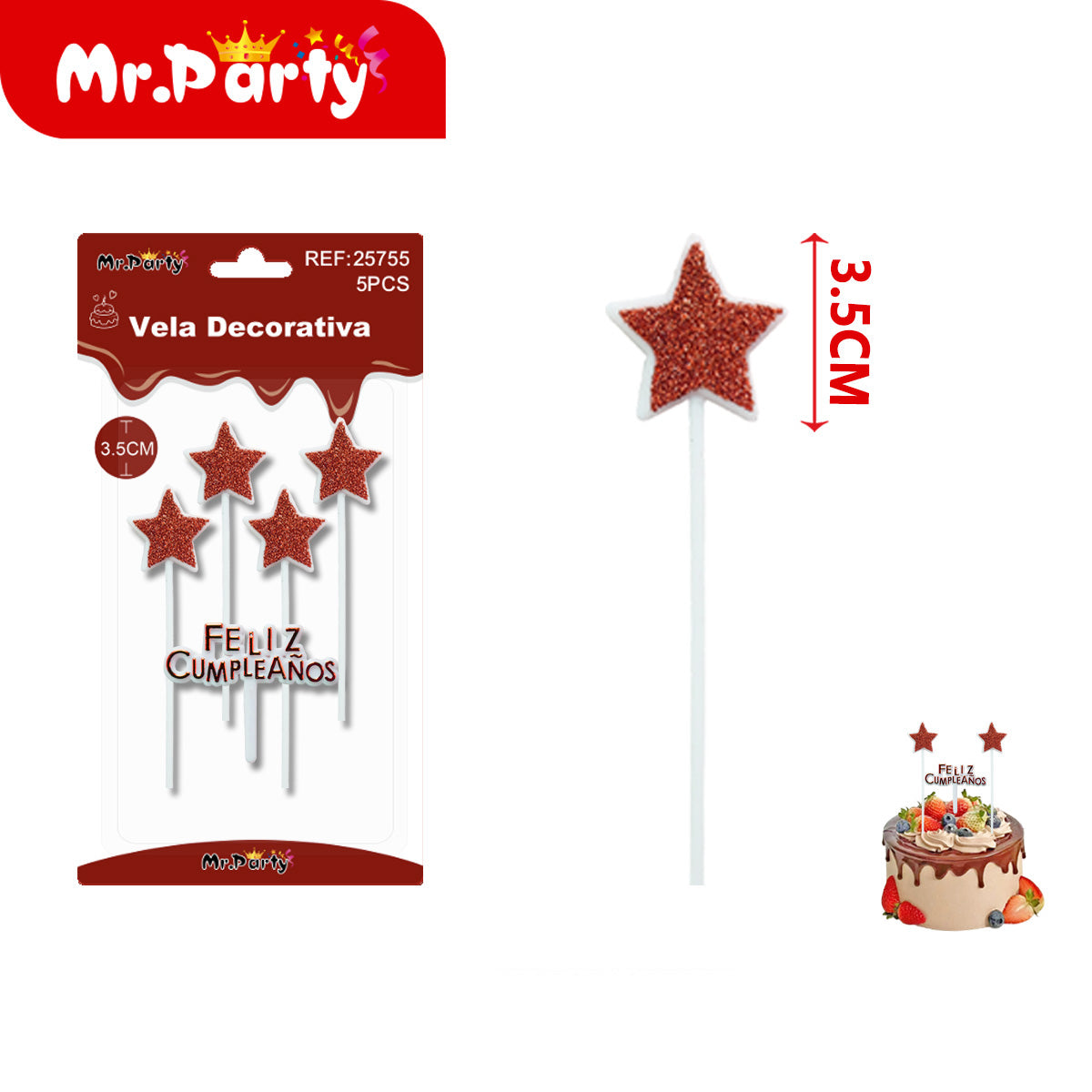 🎂 Velas decorativas glitter estrella y corazón en set Feliz Cumpleaños para pastel y fiestas- Mayoreo 12 pzas