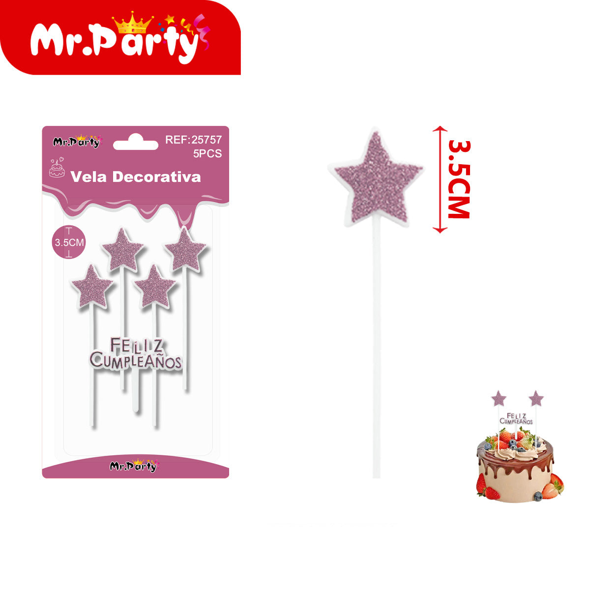 🎂 Velas decorativas glitter estrella y corazón en set Feliz Cumpleaños para pastel y fiestas- Mayoreo 12 pzas