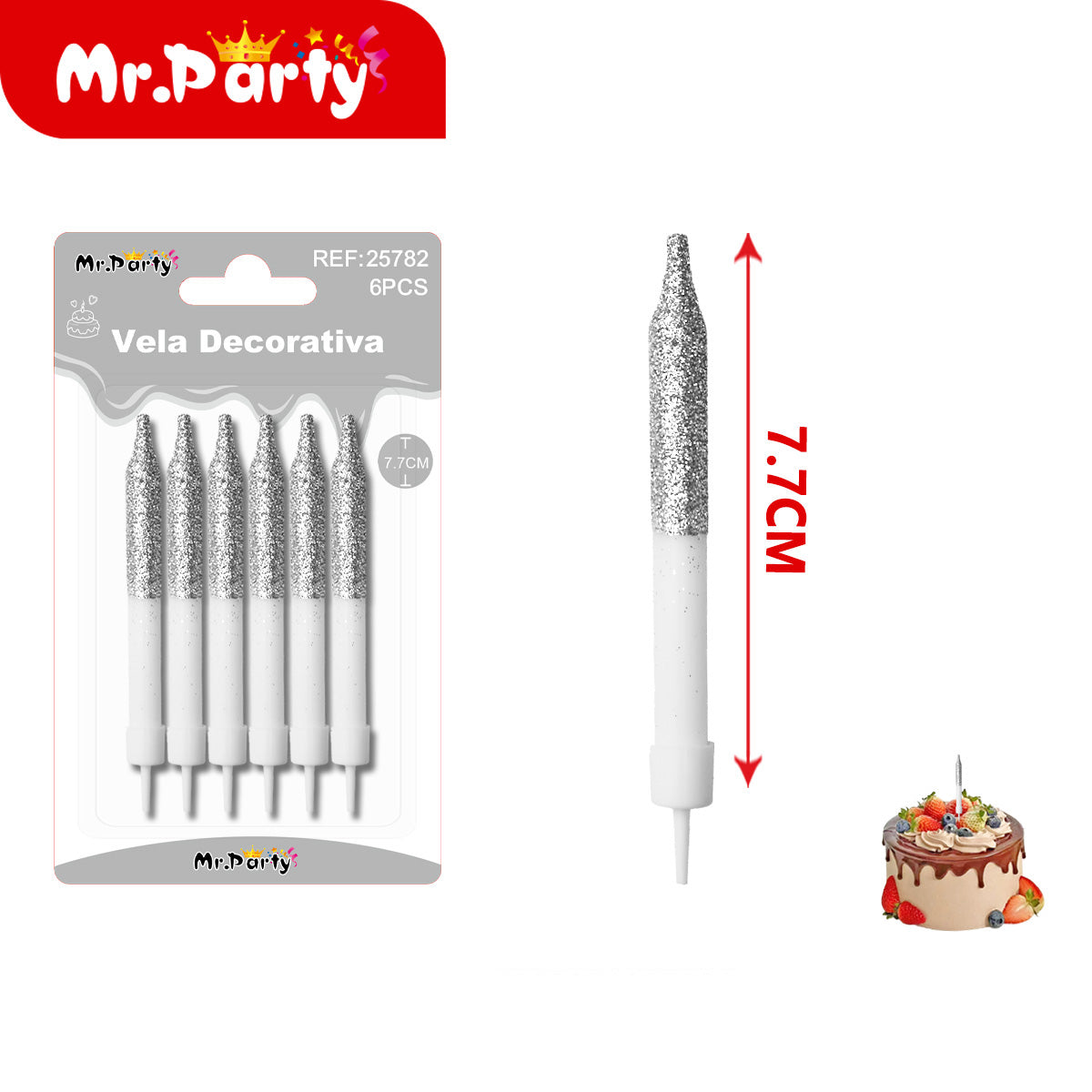 🎂 Velas decorativas para pastel glitter y espiral en set de 6 piezas para cumpleaños y fiesta- Mayoreo 12 pzas