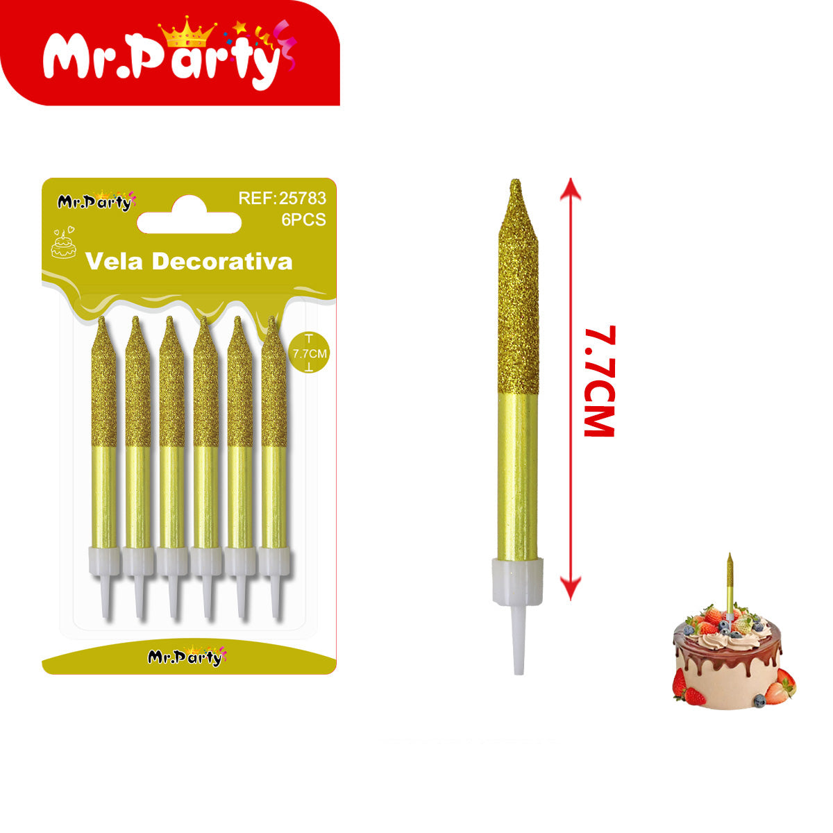 🎂 Velas decorativas para pastel glitter y espiral en set de 6 piezas para cumpleaños y fiesta