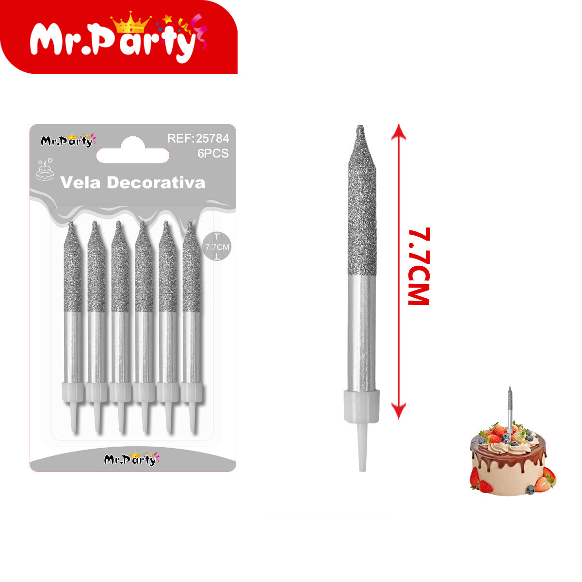 🎂 Velas decorativas para pastel glitter y espiral en set de 6 piezas para cumpleaños y fiesta