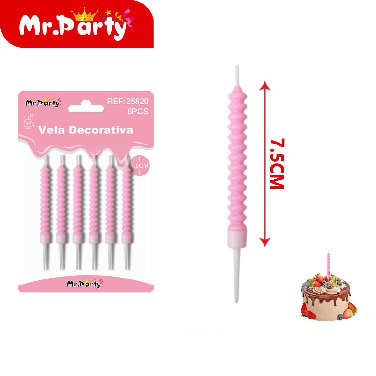 🎂 Velas decorativas para pastel glitter y espiral en set de 6 piezas para cumpleaños y fiesta