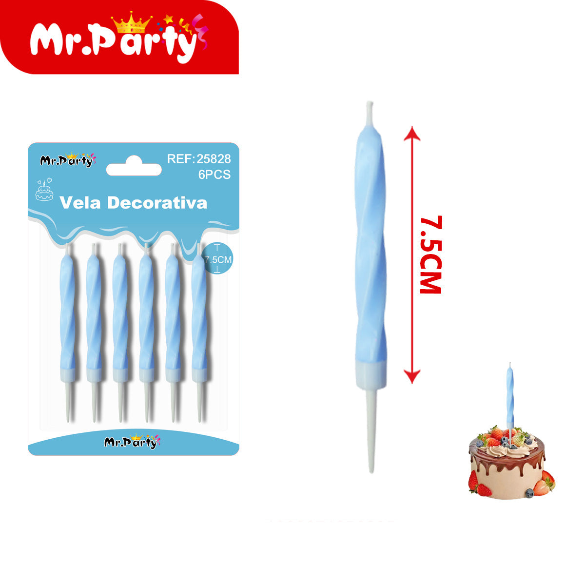 🎂 Velas decorativas para pastel glitter y espiral en set de 6 piezas para cumpleaños y fiesta- Mayoreo 12 pzas