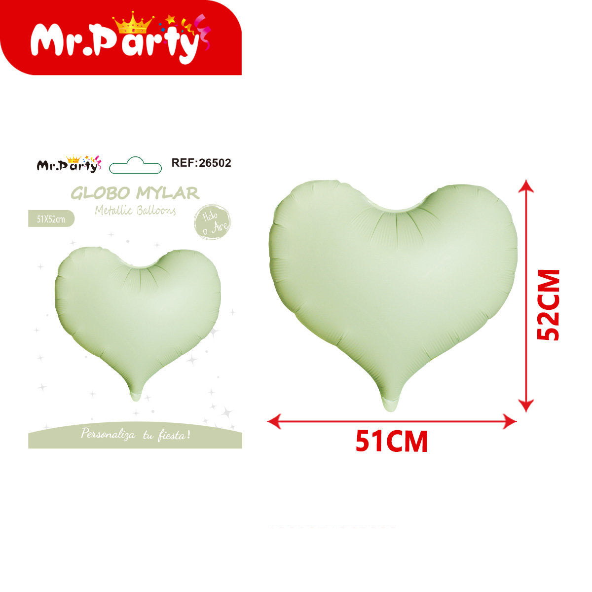 Globo Mylar Corazón 51x52 cm Metálico | Helio o Aire | Varios Colores 💖