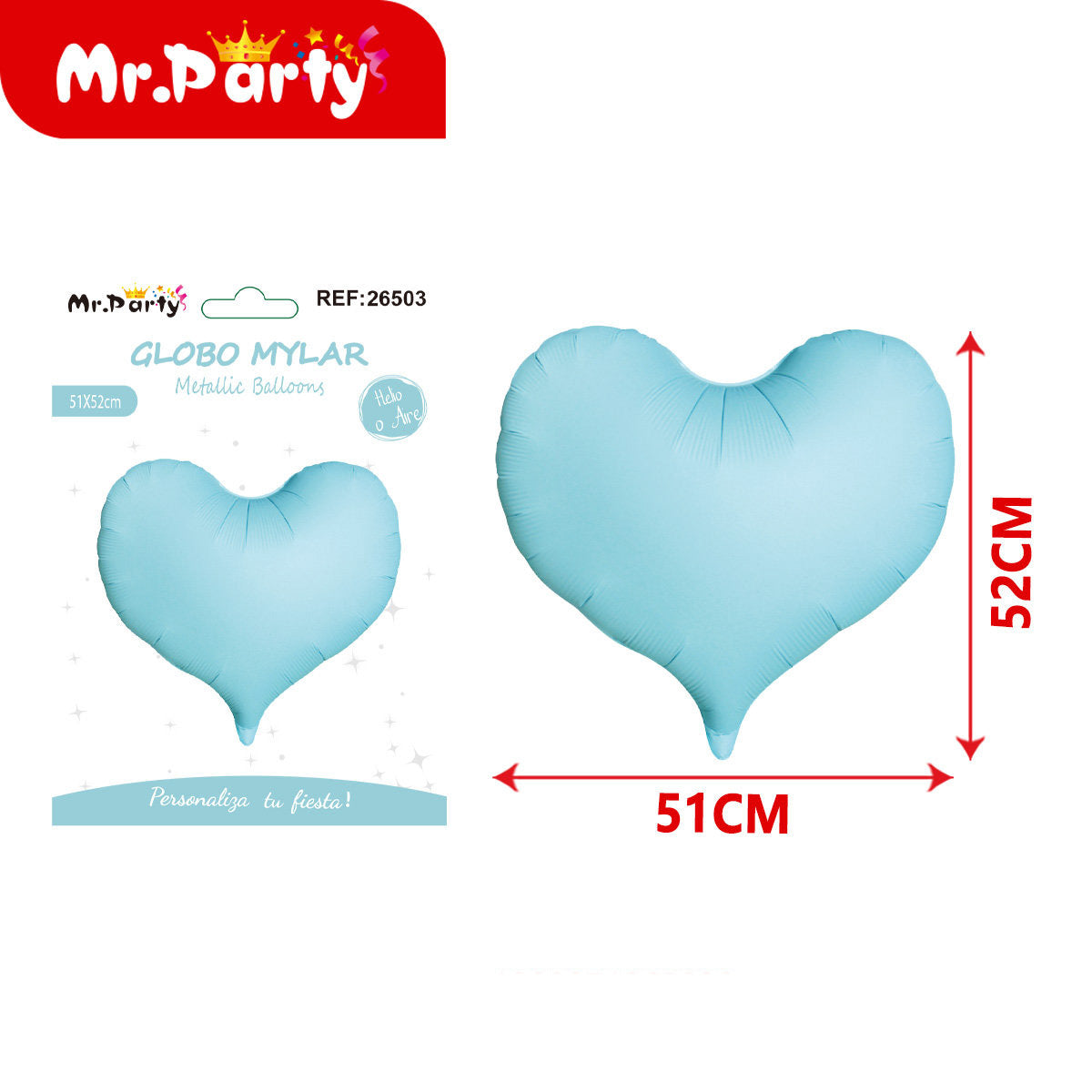 Globo Mylar Corazón 51x52 cm Metálico | Helio o Aire | Varios Colores 💖