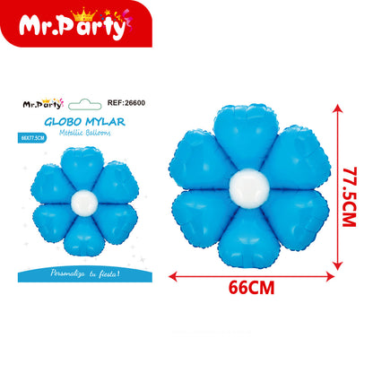🌸 Globo Mylar Flor Sonriente Mr. Party- 12 pzas – Colores Surtidos