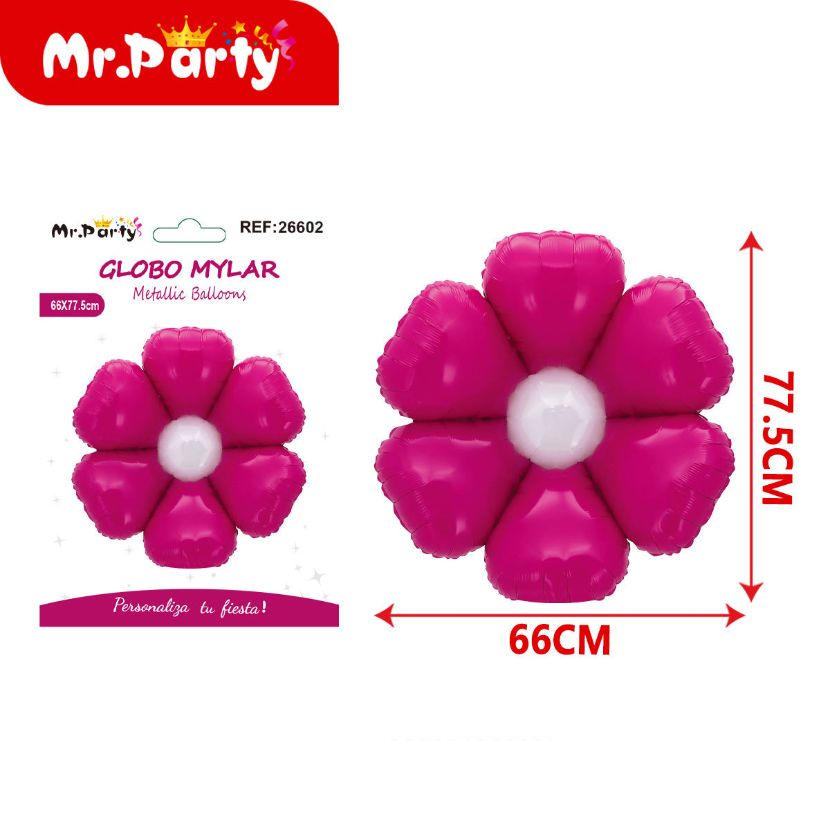 🌸 Globo Mylar Flor Sonriente Mr. Party – Colores Surtidos