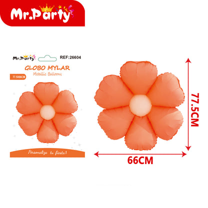 🌸 Globo Mylar Flor Sonriente Mr. Party- 12 pzas – Colores Surtidos