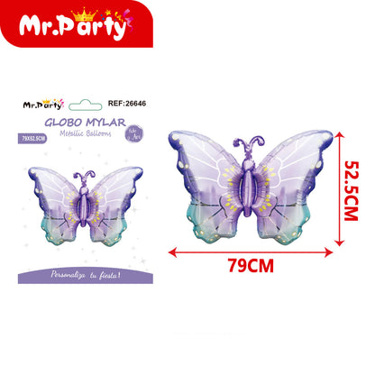 🦋 Globo Mylar Mariposa Gigante Mr. Party – 12 pzas - Colores Pastel y Monarca