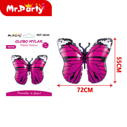 🦋 Globo Mylar Mariposa Gigante Mr. Party – 12 pzas - Colores Pastel y Monarca