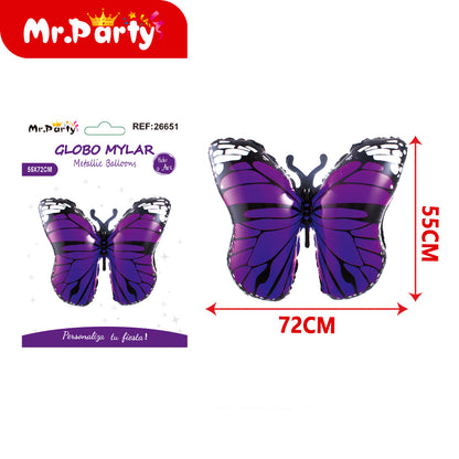 🦋 Globo Mylar Mariposa Gigante Mr. Party – 12 pzas - Colores Pastel y Monarca